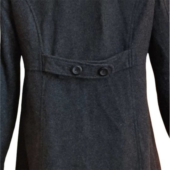 Empire Waist Gray fully Lined Wool Coat w/Pockets - Picture 9 of 11